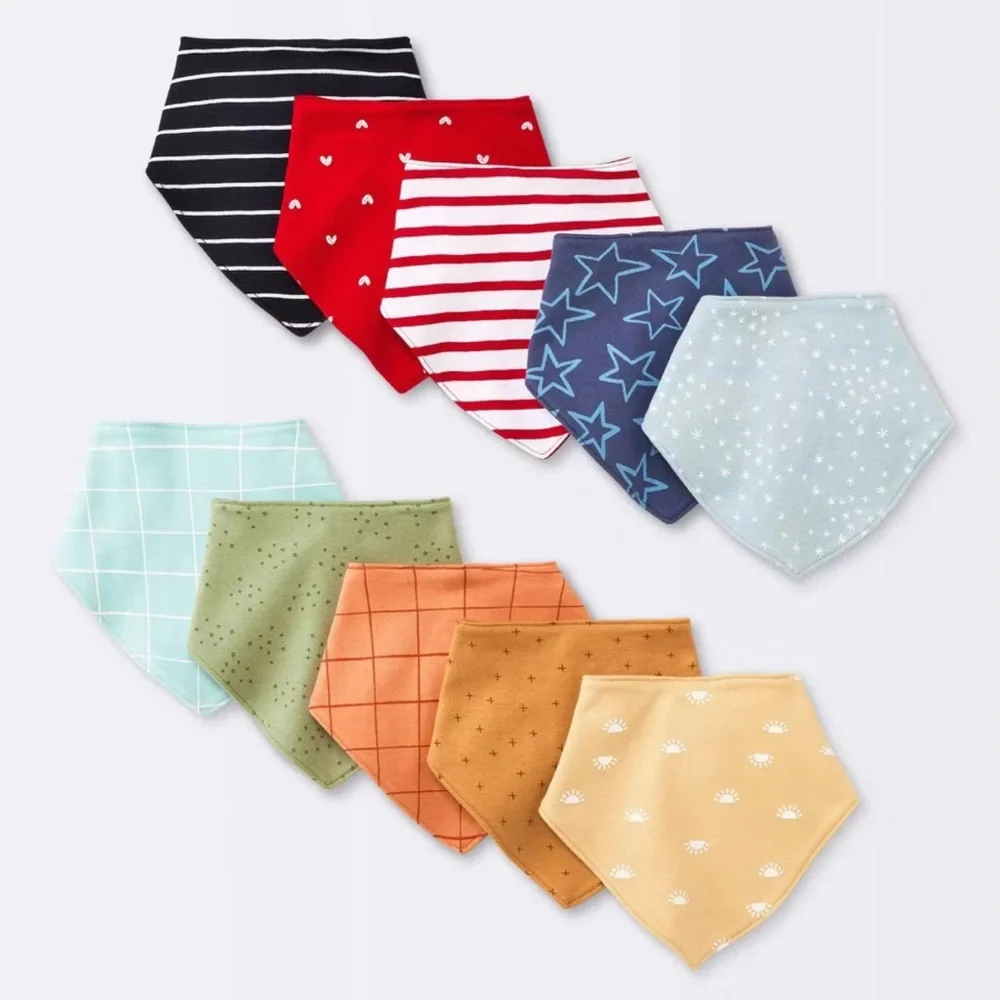 Colorful Kids Bandana Bib Set of 10